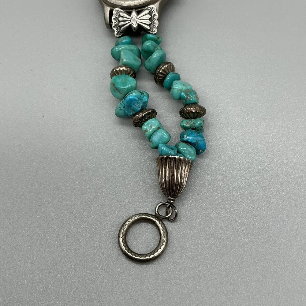 Eddie Bauer V173 Womens Watch 27mm Turquoise Beaded 925 Bracelet New Battery